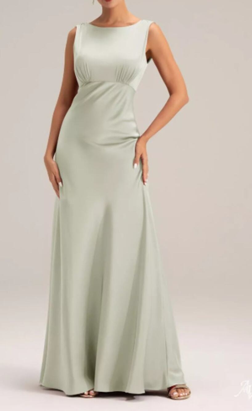 AW BRIDAL 10 L sage green Keira wedding gala formal party maxi dress NEW B21